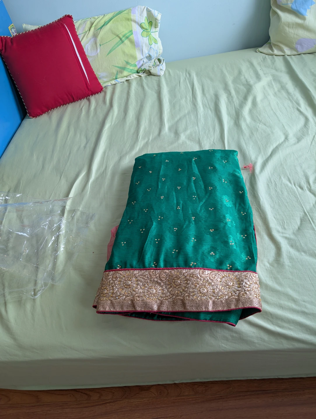 Green Saree with Embellished Border $60 for both