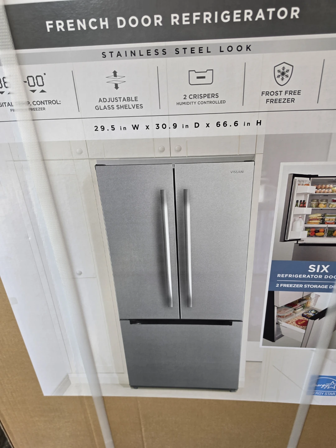 Vissani 30in French Door Refrigerator - Stainless Steel Look - photo 2