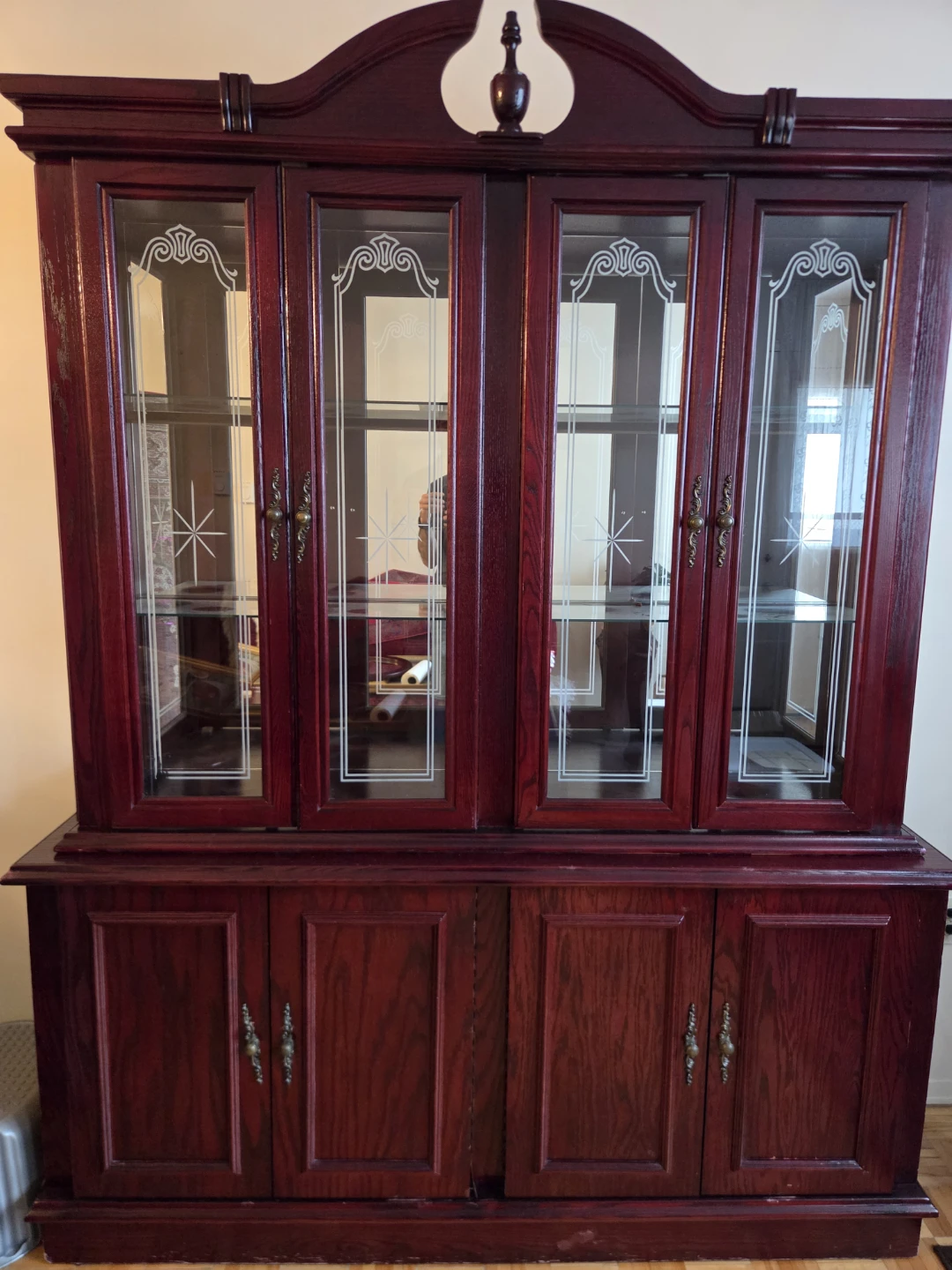 Dark Wood China Cabinet with Glass Doors