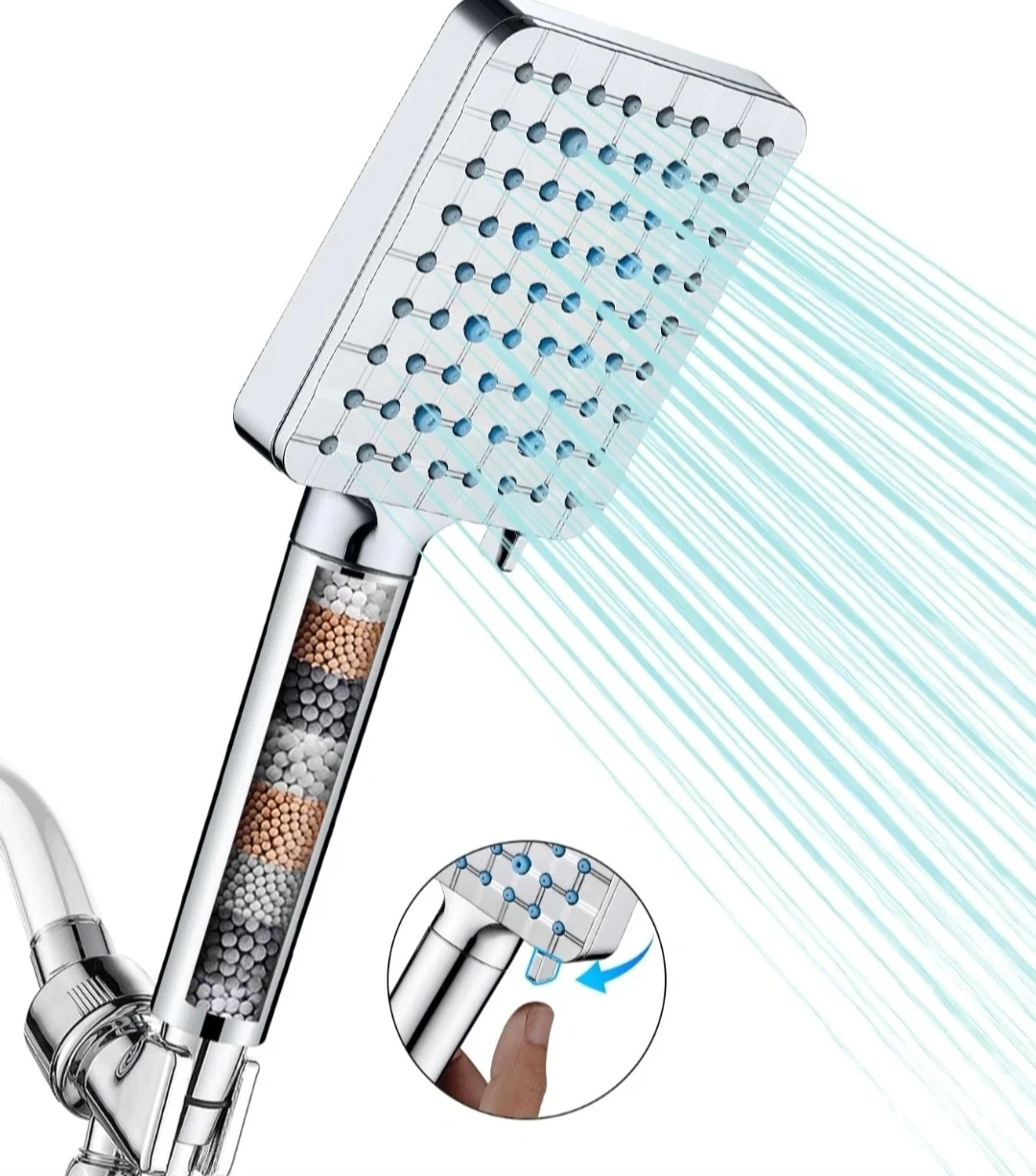 Cobbe High-Pressure Filtered Shower Head with 6 Settings