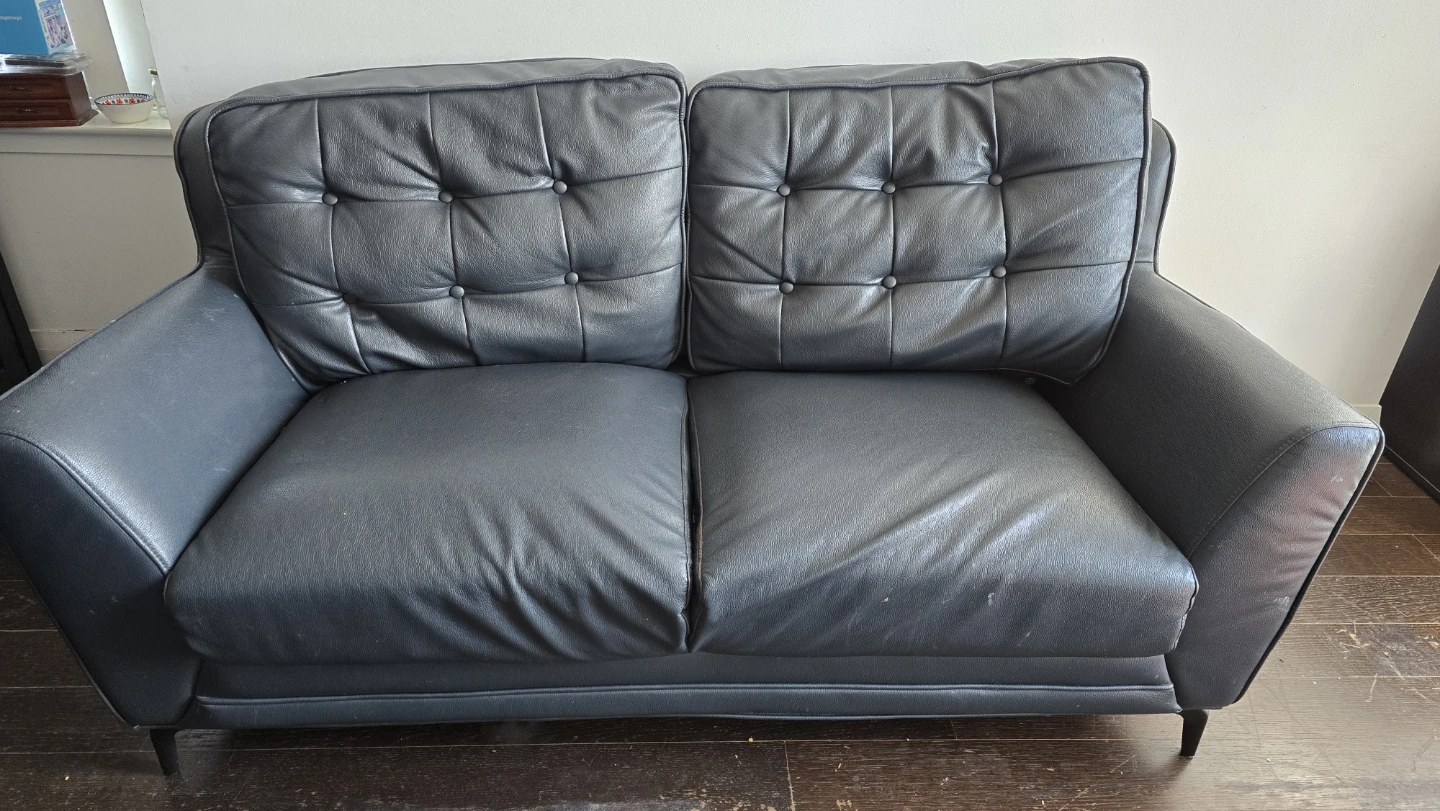 Black Faux Leather Loveseat