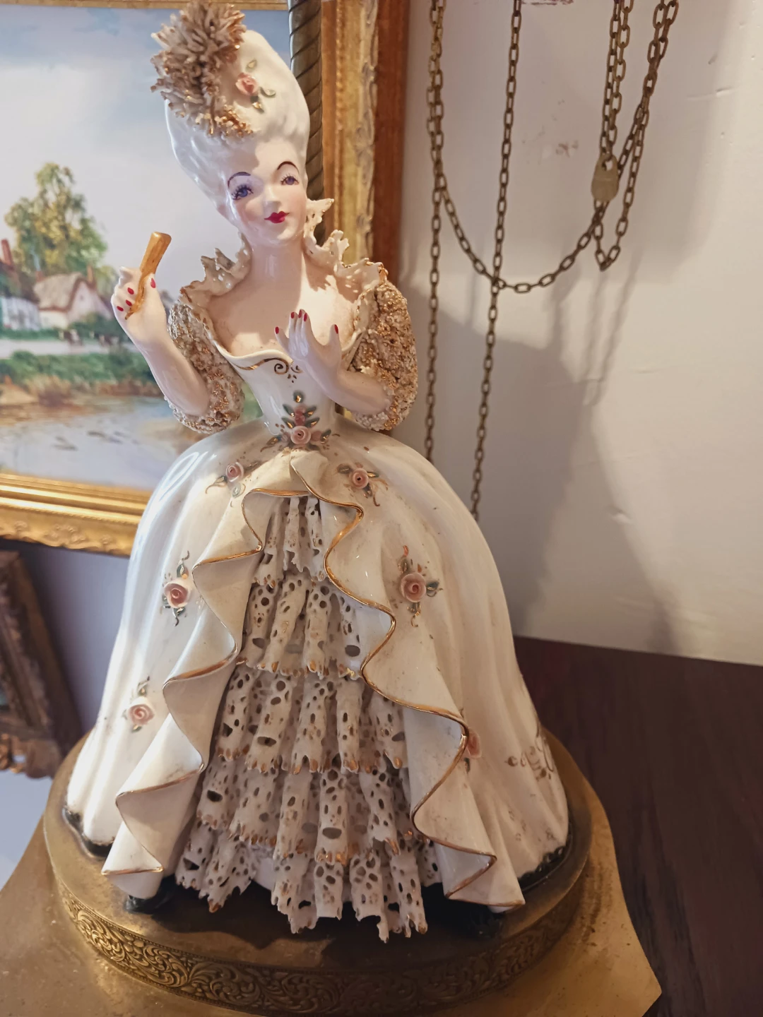 Gorgeous Dresden Porcelain Lamp  Lady Figurine - photo 5