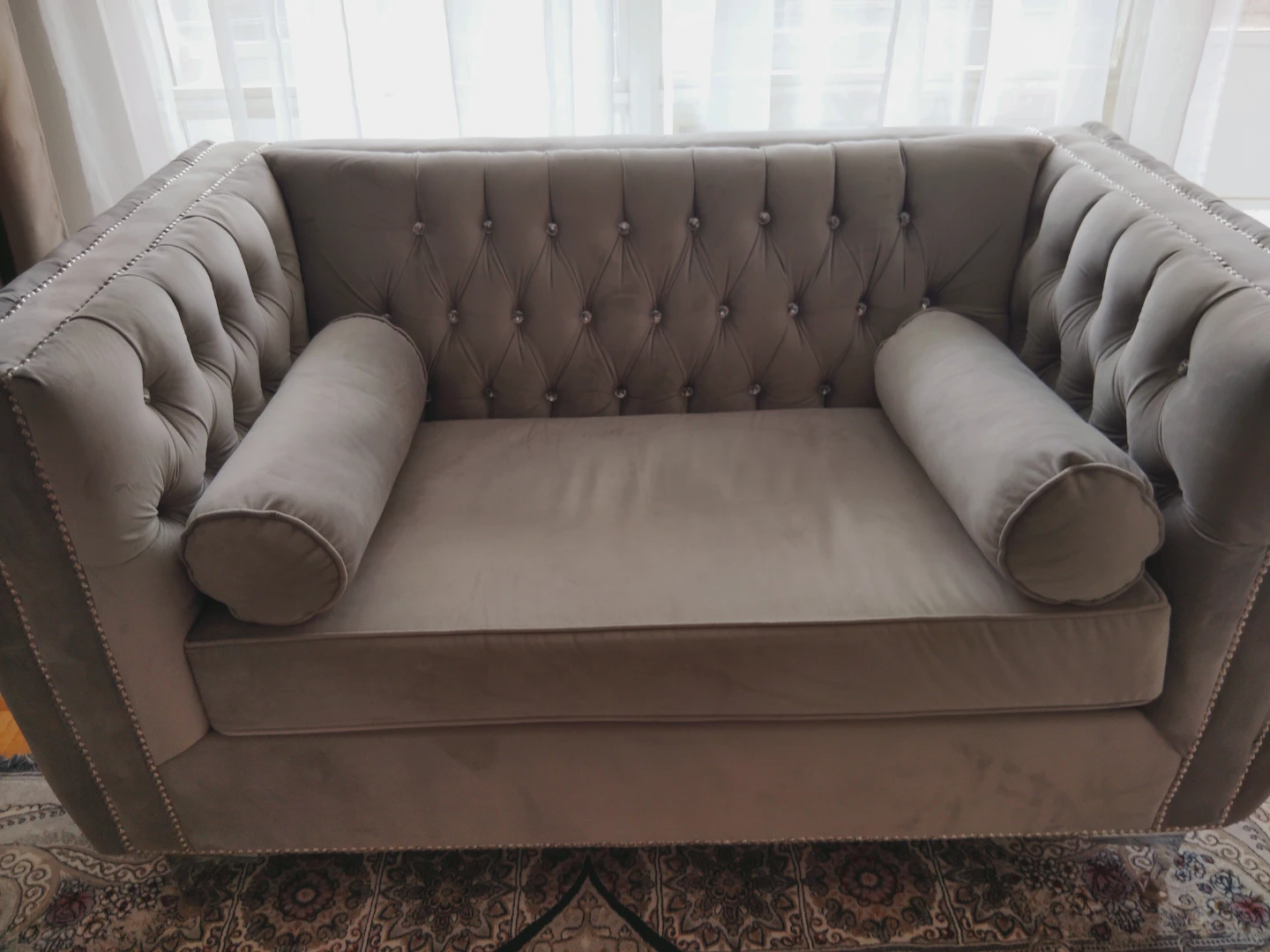 Tufted Loveseat with Bolster Pillows - photo 2