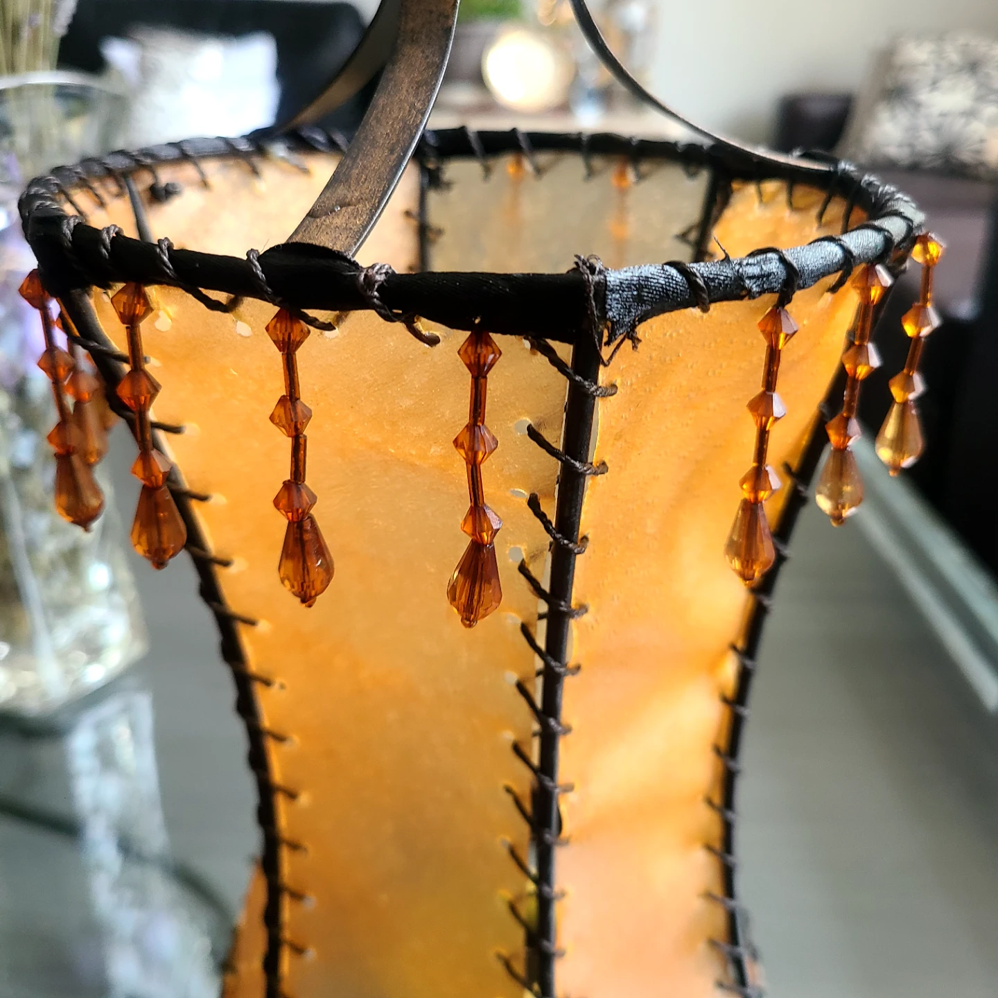 Set of 2 Decorative candle holder with brass  Beaded Accents - photo 4