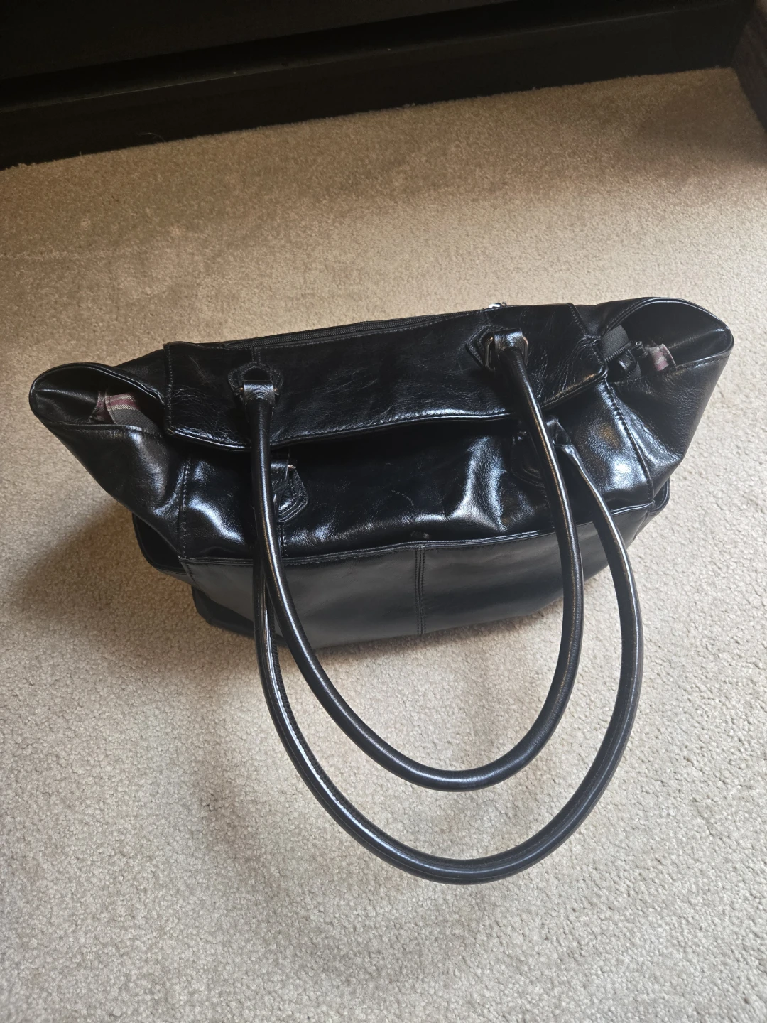 Black Leather Handbag genuine leather. - photo 2