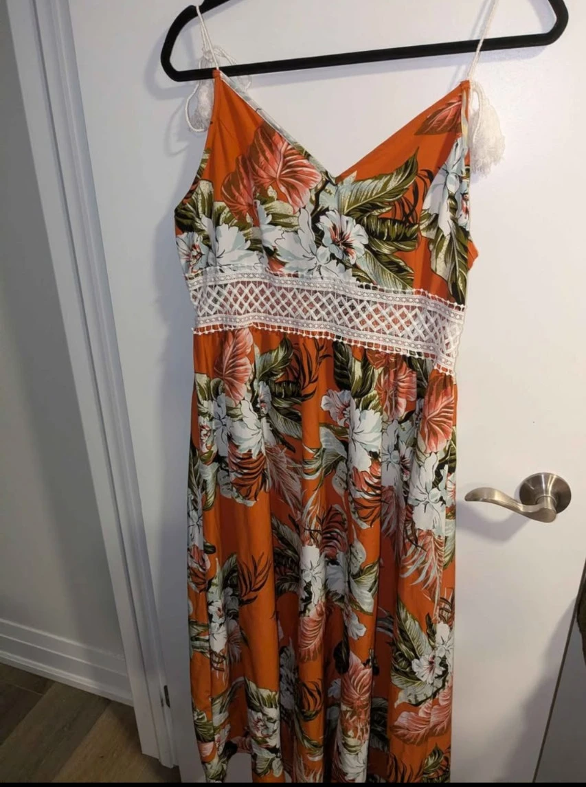 Orange Floral Maxi Dress