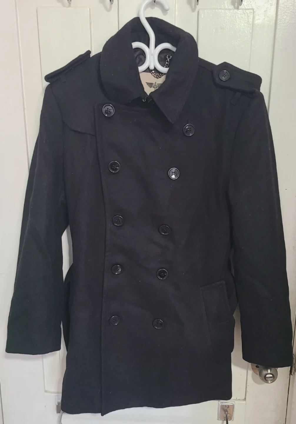BELUOMO Black Double-Breasted Coat