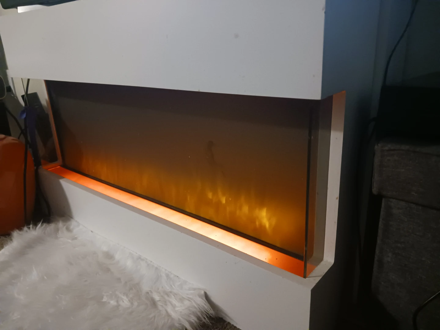 White Electric Fireplace with Flame Effect - photo 2