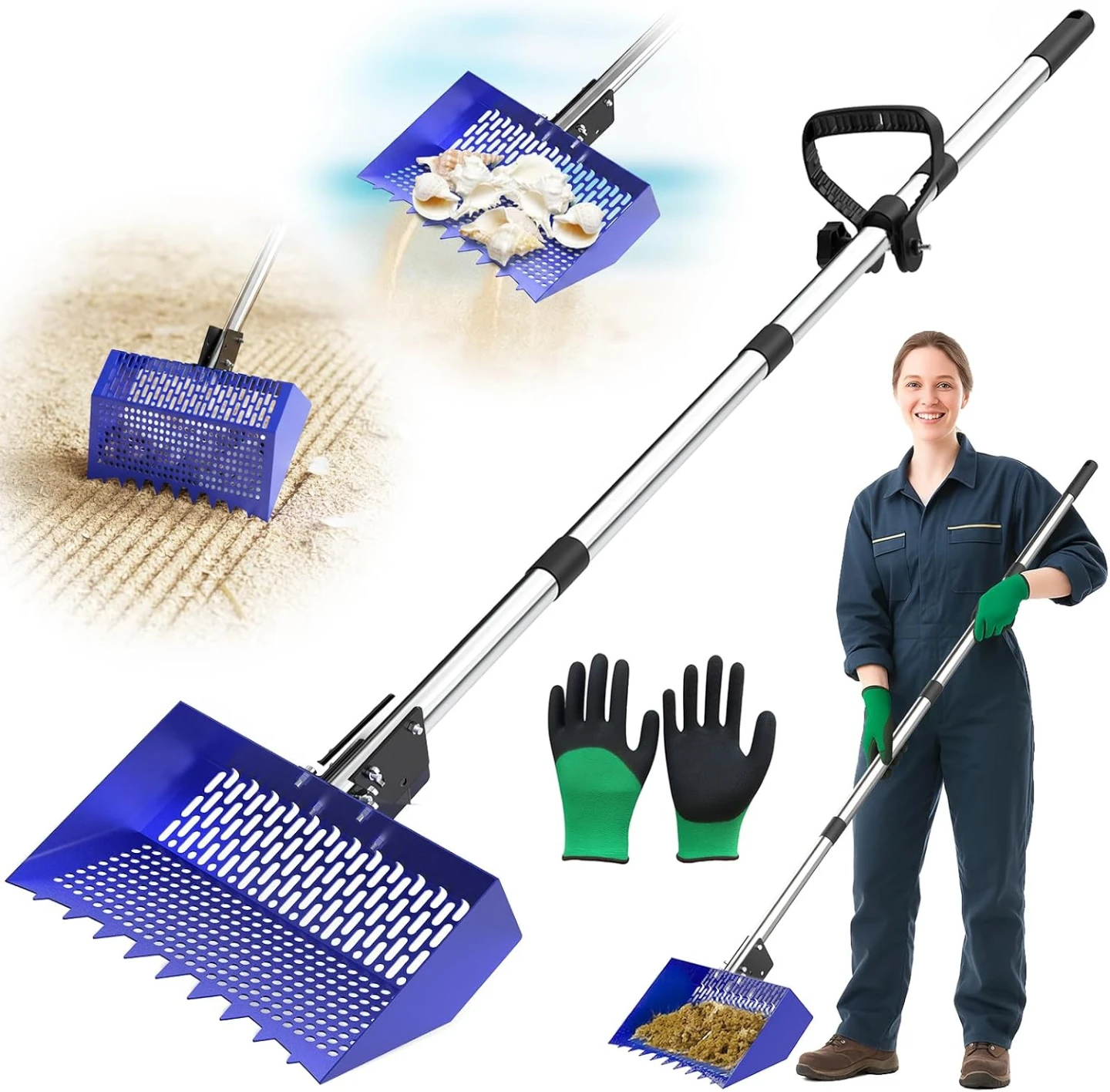 12 Inch Blue Scooper for Waste and Bedding Cleanup