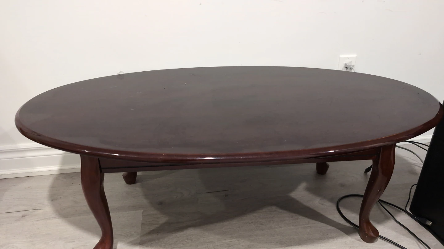 Dark Wood Oval Coffee Table - photo 2