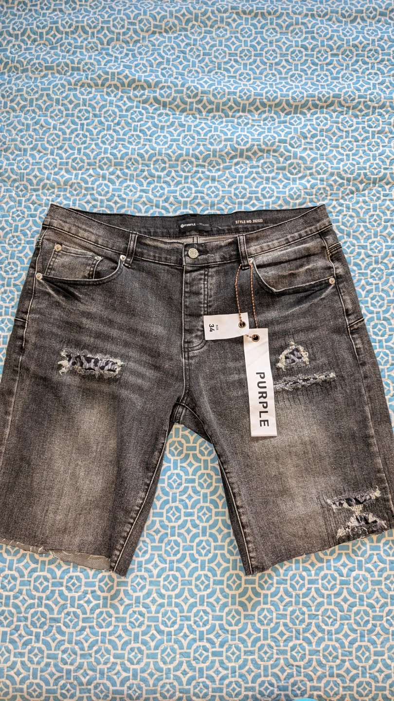 Purple Brand Men's Grey Distressed Denim Shorts Size 34 - photo 2