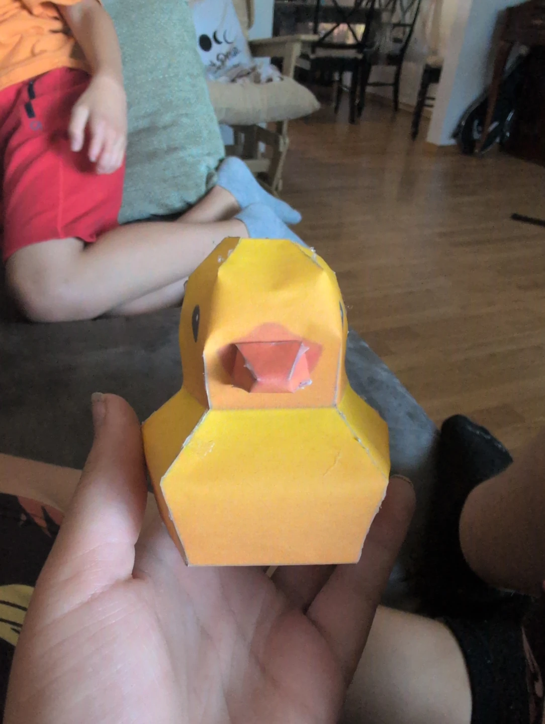 Yellow Papercraft Duck Figurine