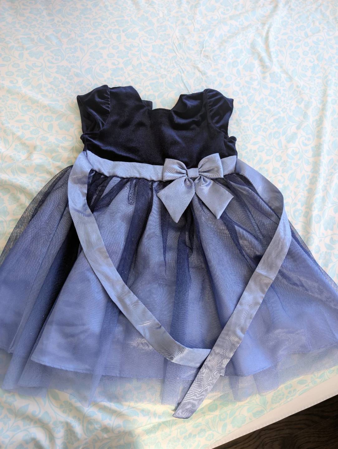 Jona Michelle Navy Blue Velour & Tulle Dress