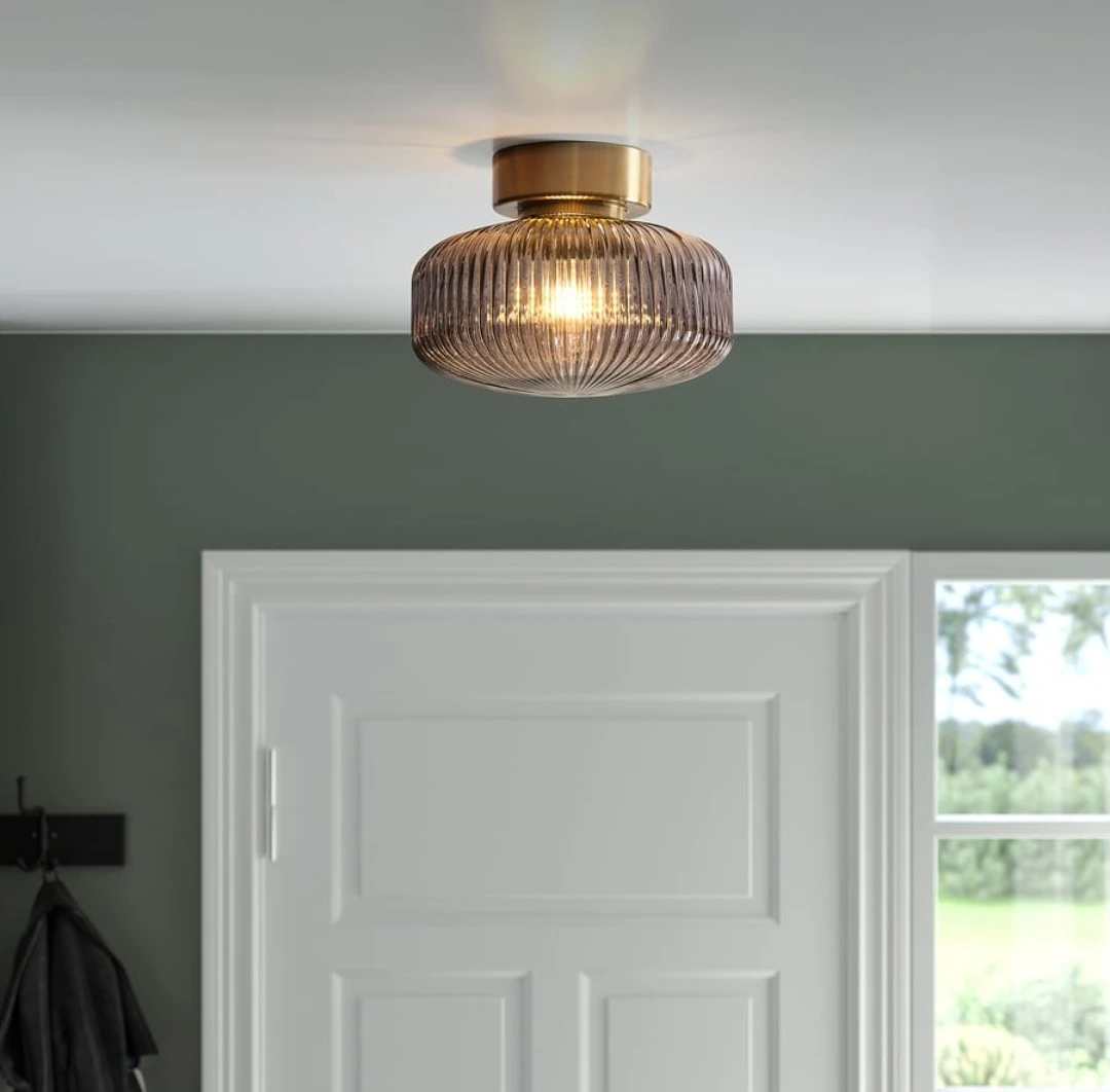 Ceiling light - Brass/Gray Clear Glass