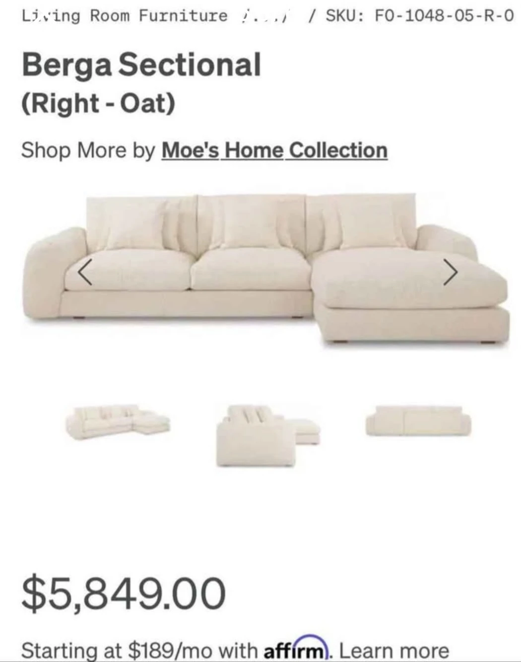 Berga Sectional Sofa (Right - Oat) - photo 4