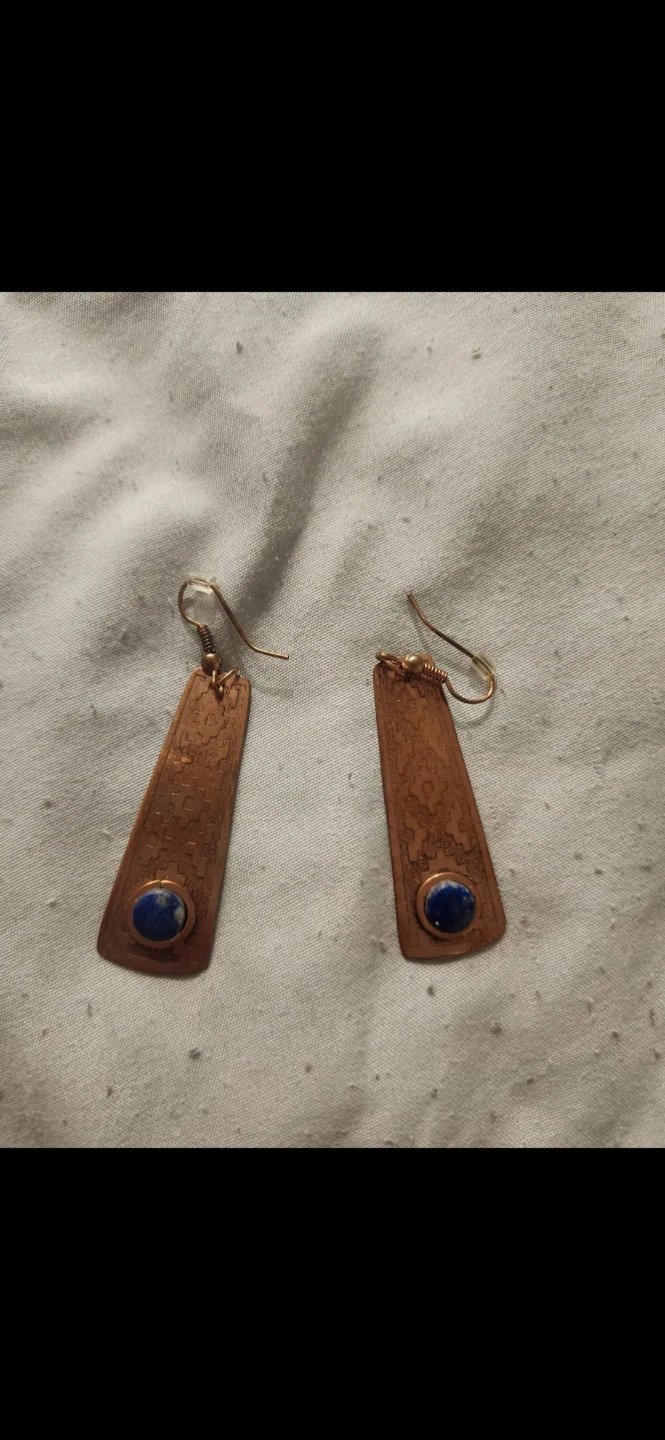 Pink Mesh and Copper Drop Earrings Set - photo 2