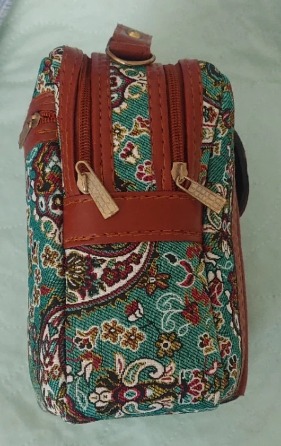 Brown Faux Leather & Paisley Print Crossbody Bag - photo 4