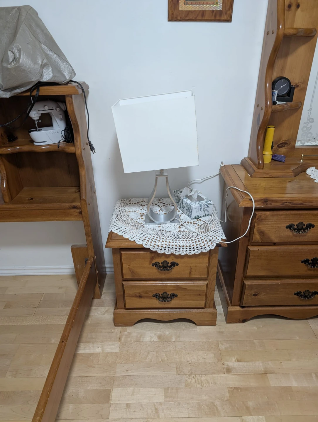 Wooden Nightstand with Two Drawers