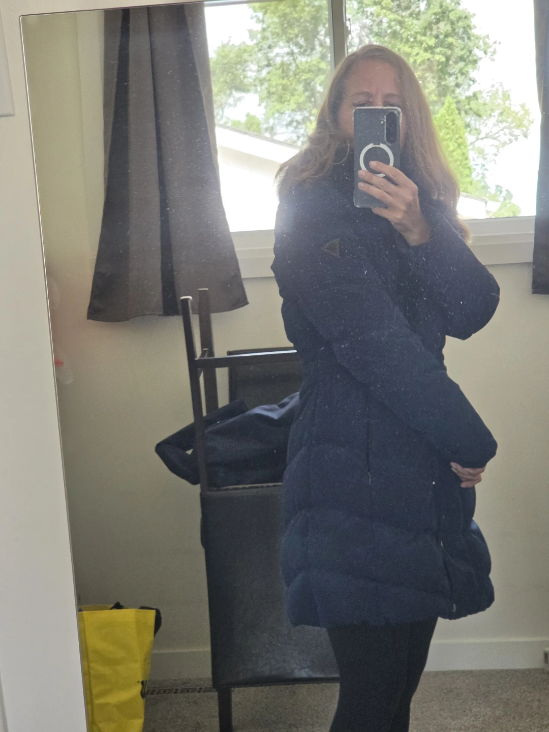 Navy Blue Guess Puffer Coat with Faux Fur Trim - photo 2