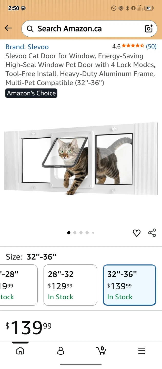 Sleevoo Cat Door for Window 32"-36"