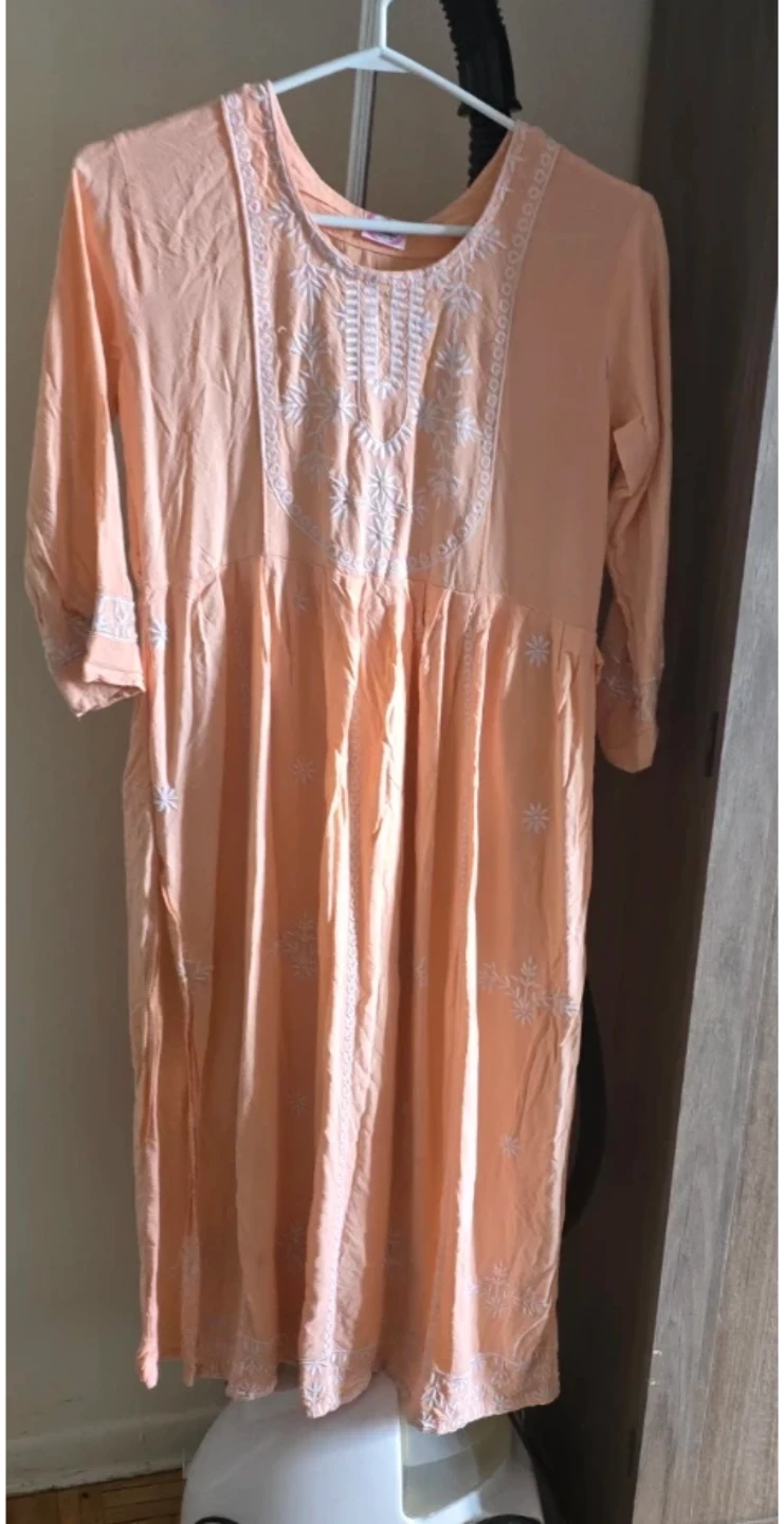 Peach Embroidered Tunic Dress XL
