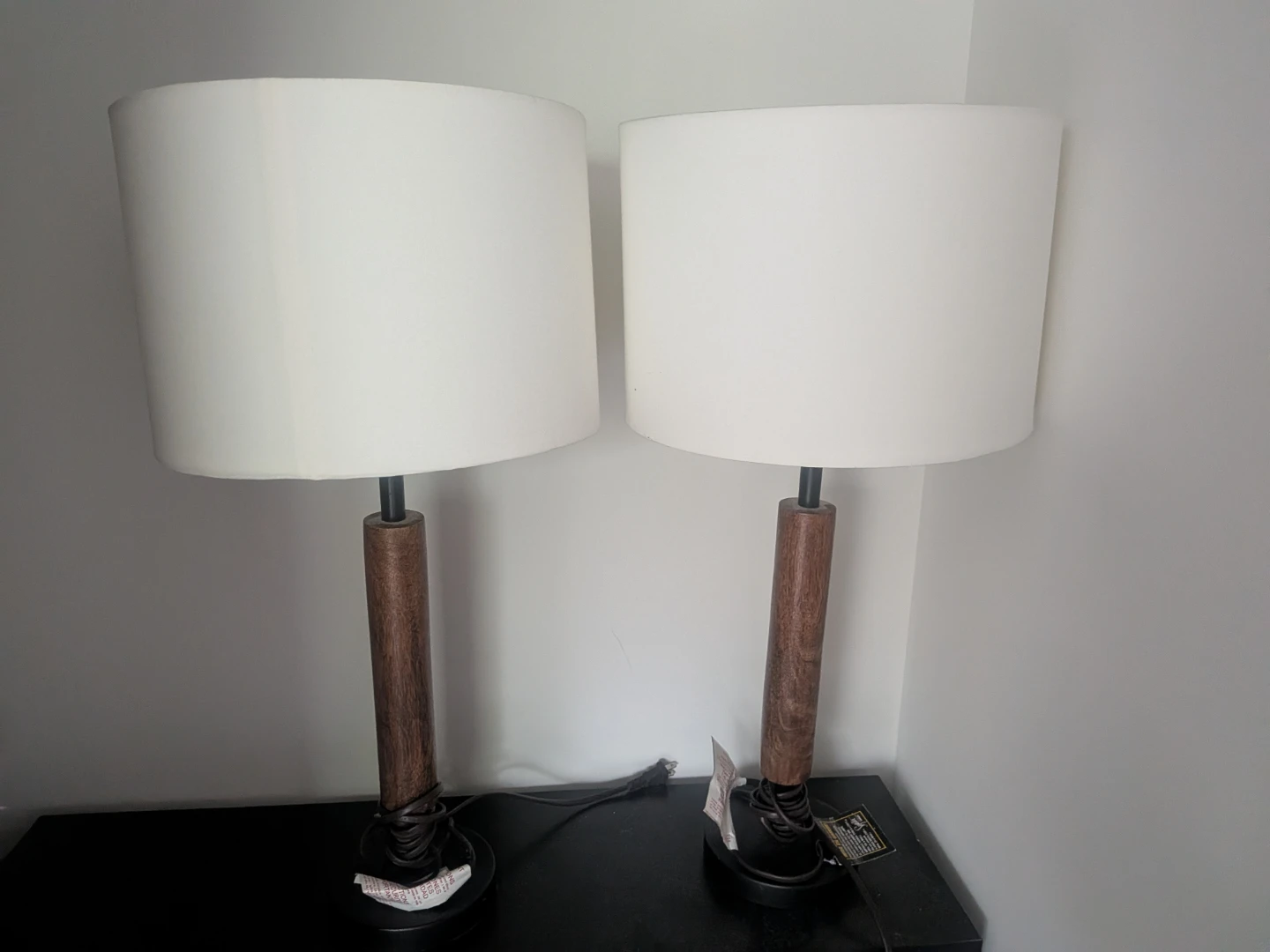 Pair of Table Lamps with White Shades - photo 3