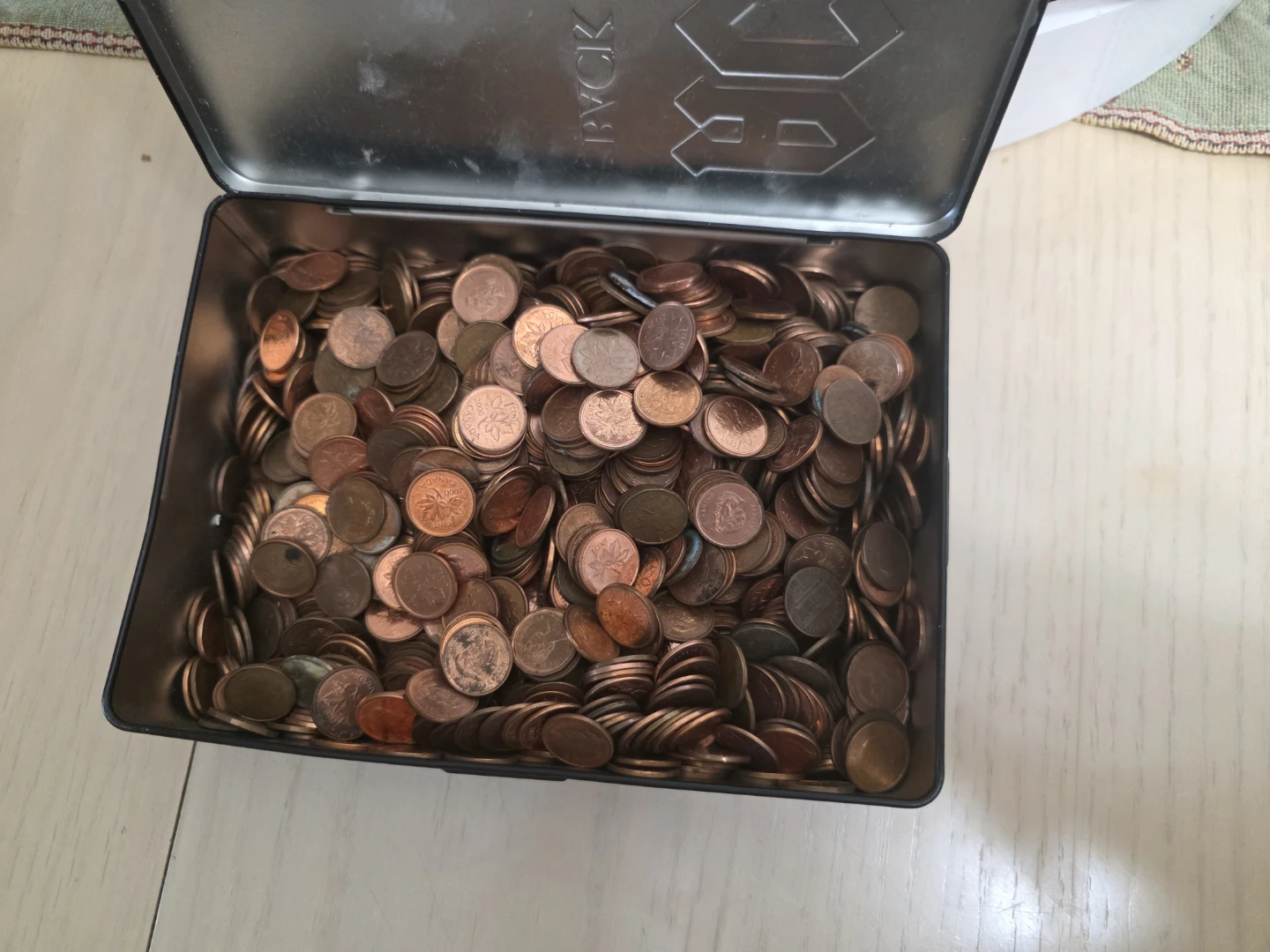 Tin of Canadian Pennies