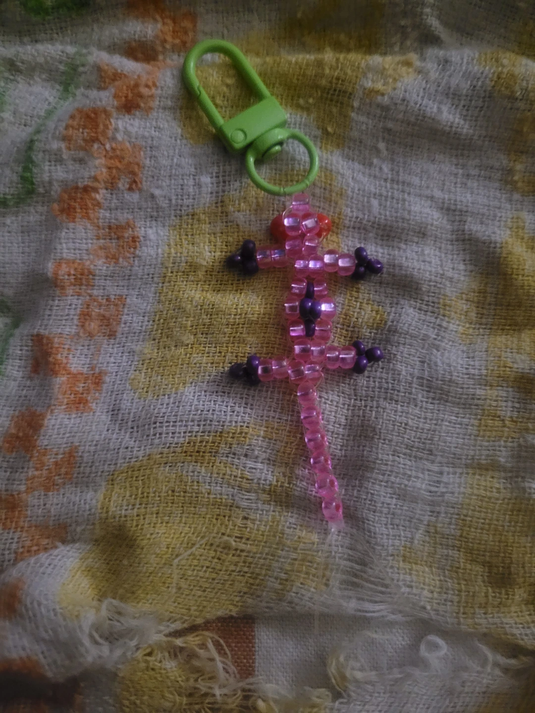 Handmade seed bead lizard keychain - photo 5