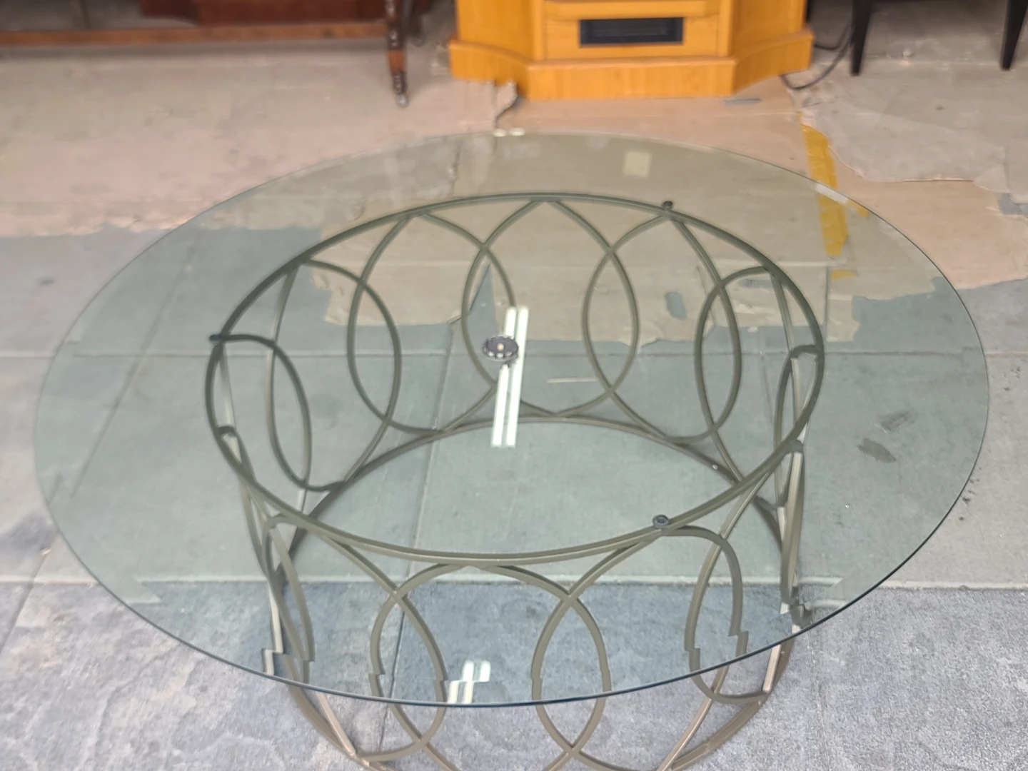 Round Glass Coffee Table with Champagne Gold Metal Base - photo 2