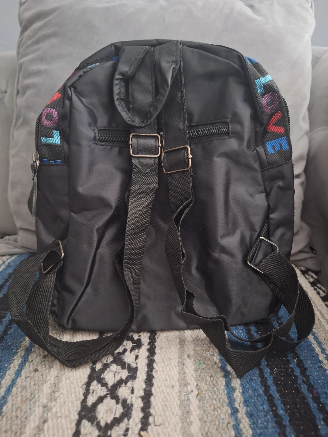 Black Backpack with "LOVE" Strap Detail - photo 4