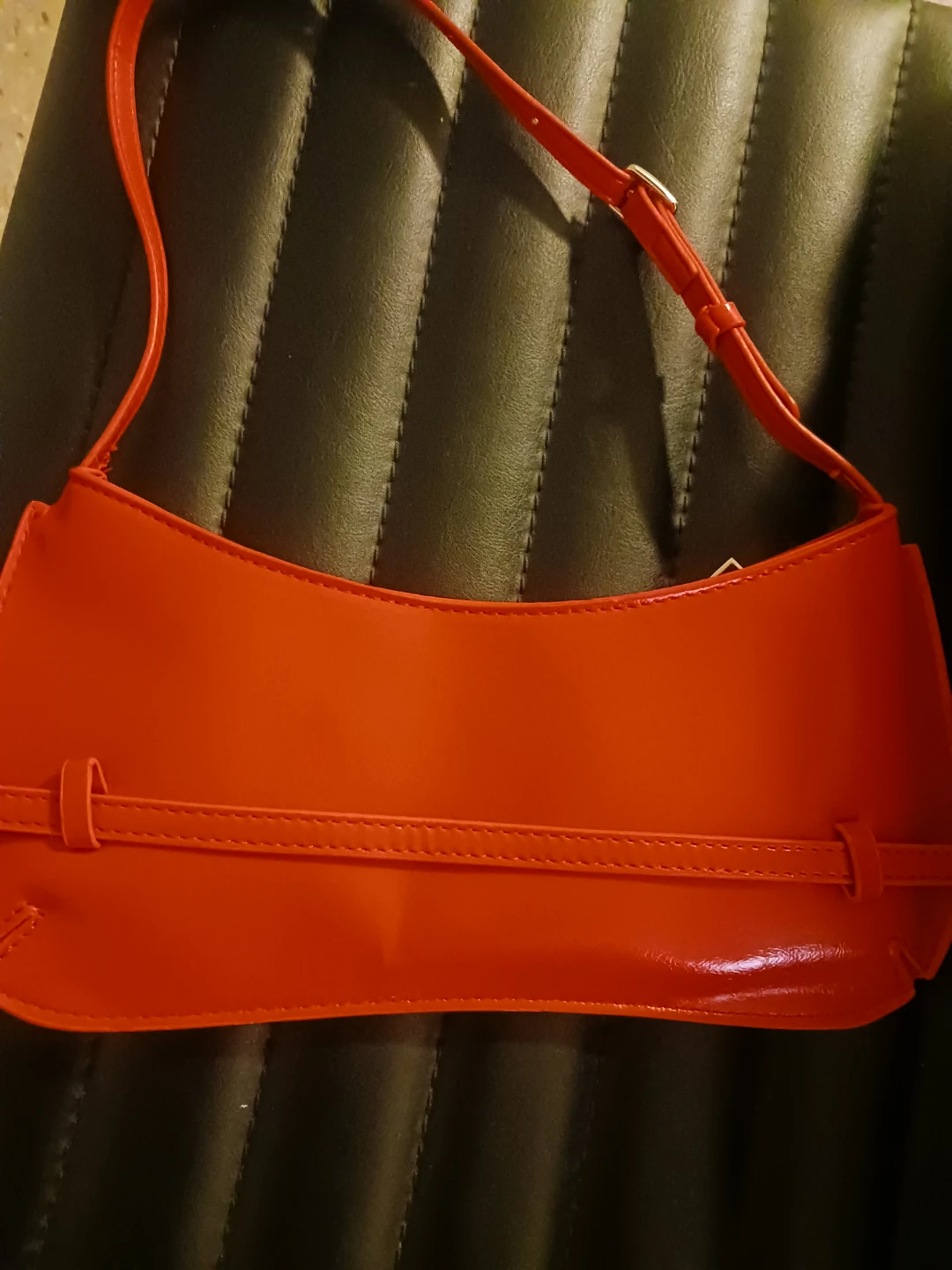 Red Faux Leather Buckle Detail Shoulder Bag - photo 3