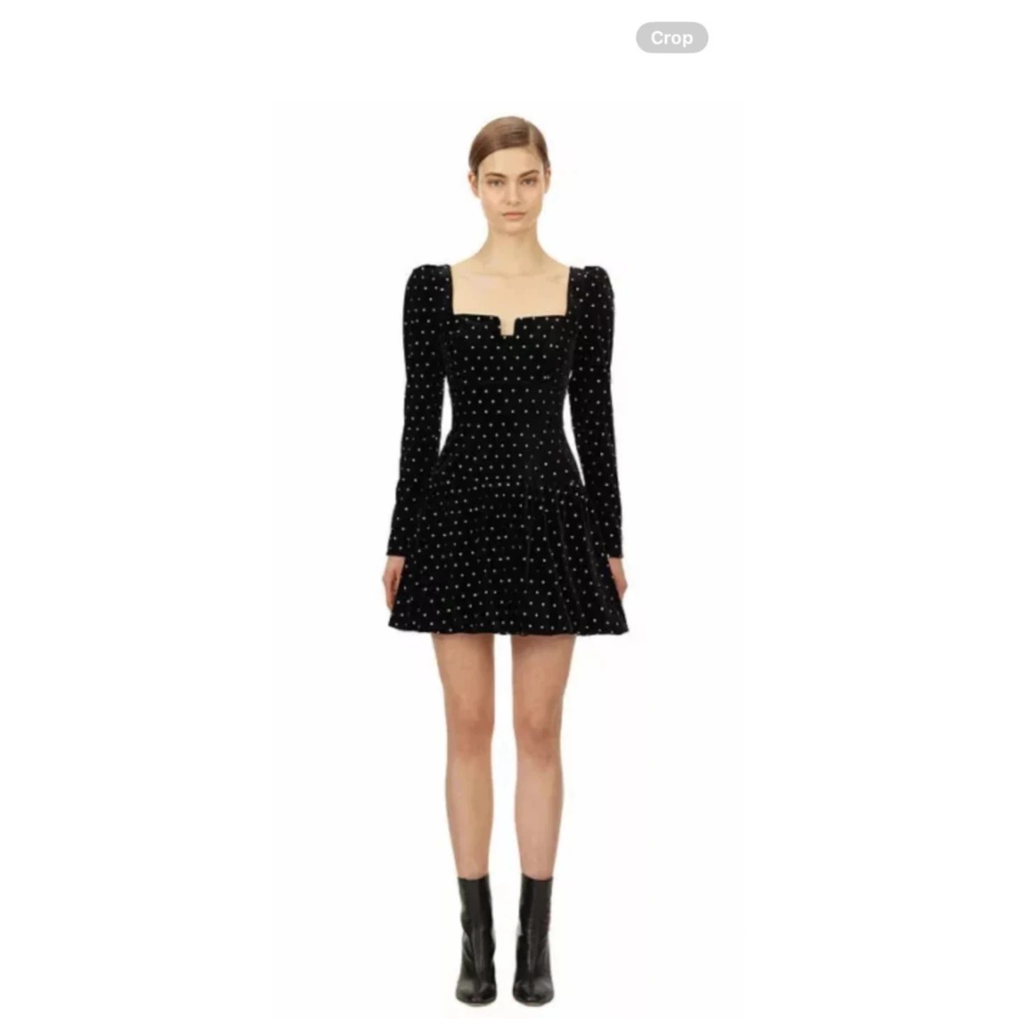 Self-Portrait Diamante Stud Black Velvet Mini Dress - photo 2