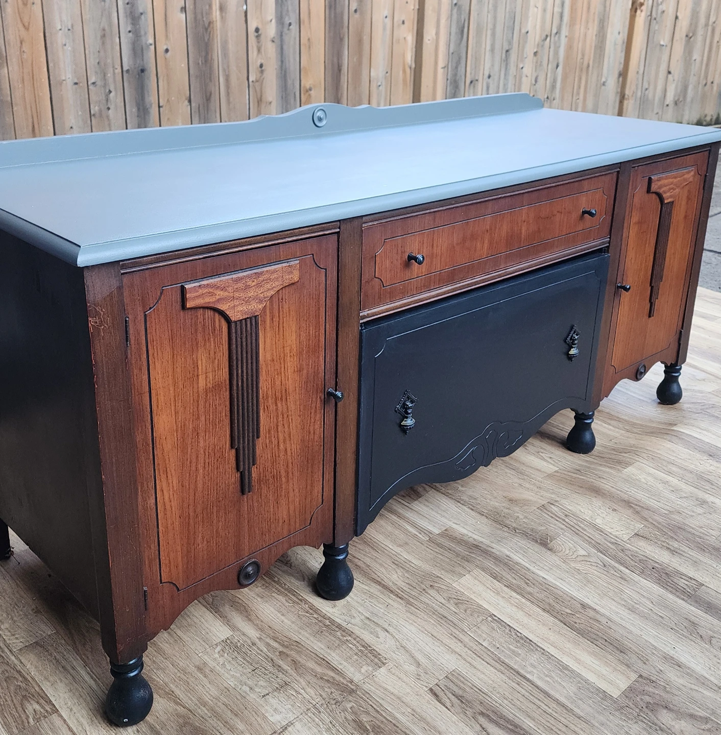 Vintage Sideboard Buffet Solid Wood (Walnut)