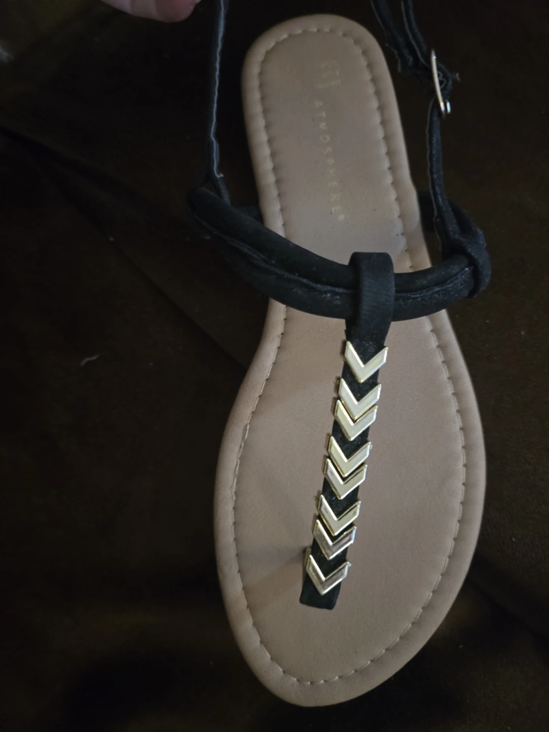 Atmosphere Black & Gold Flat Sandals size 10 - photo 2