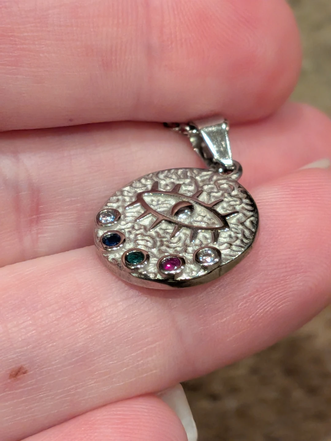 Silver Evil Eye Necklace with Gemstones - photo 4