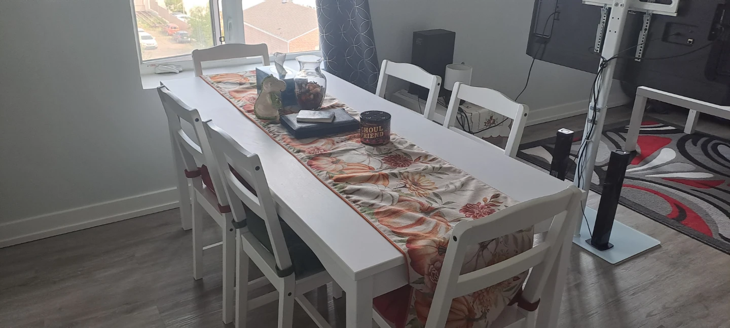Ikea White Dining Table with 6 Chairs