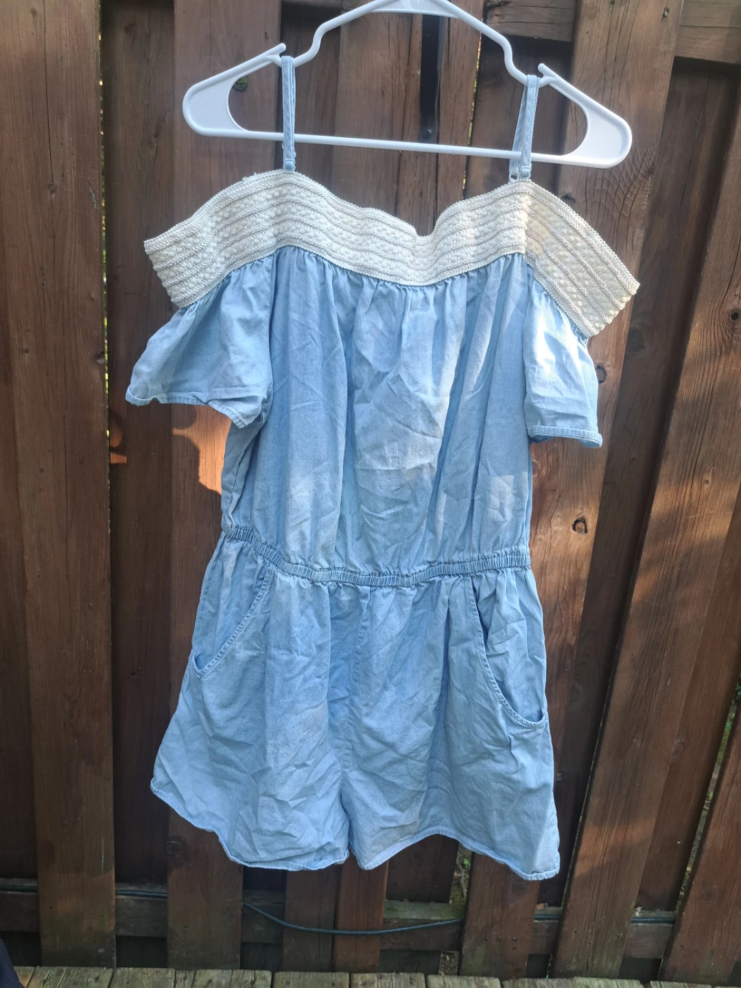 Denim Cold Shoulder Romper XXL