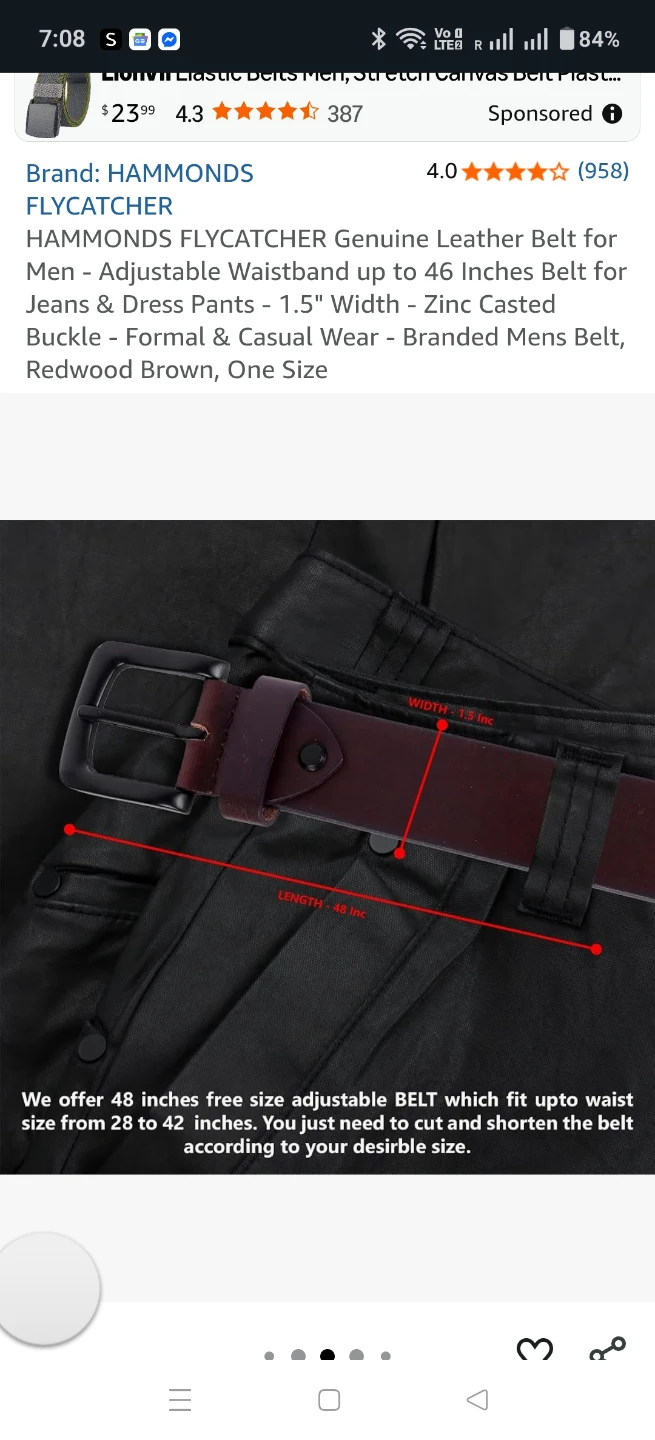 HAMMONDS FLYCATCHER Genuine Leather Belt - photo 3
