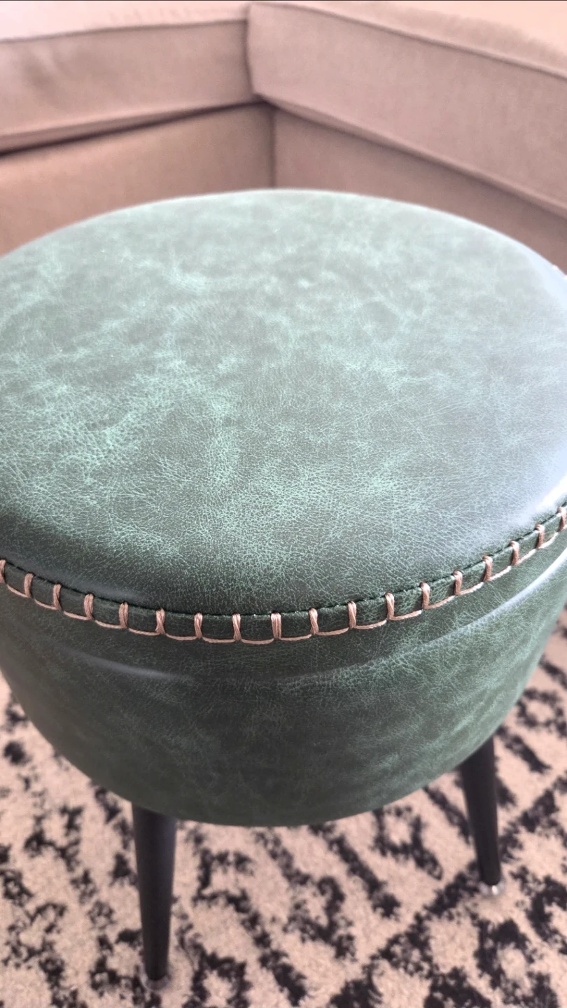 Leather Ottoman with Reversible Wood Tray & Hidden Storage *new - photo 3