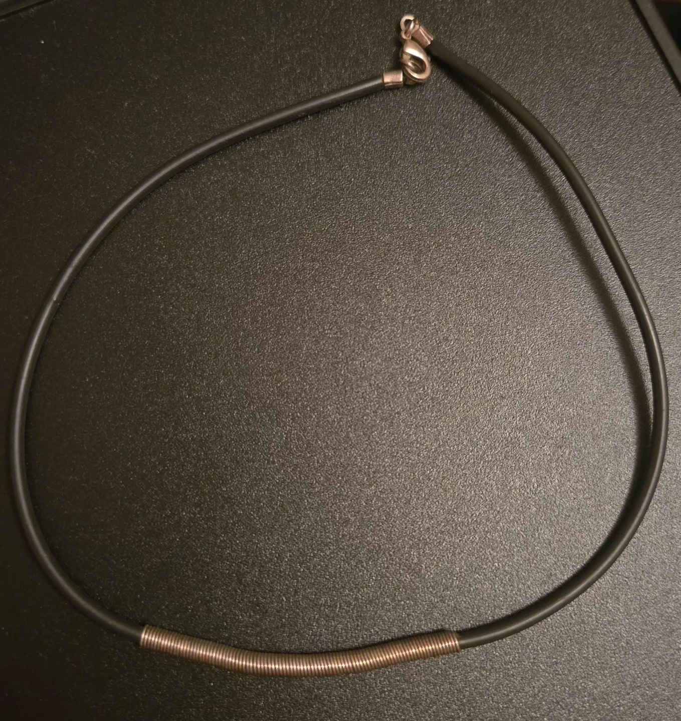 Black Cord Necklace with Copper Wire Accent - photo 3