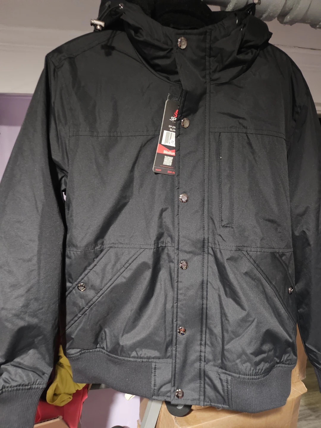 Spire by Galaxy Black Hooded Jacket - Medium