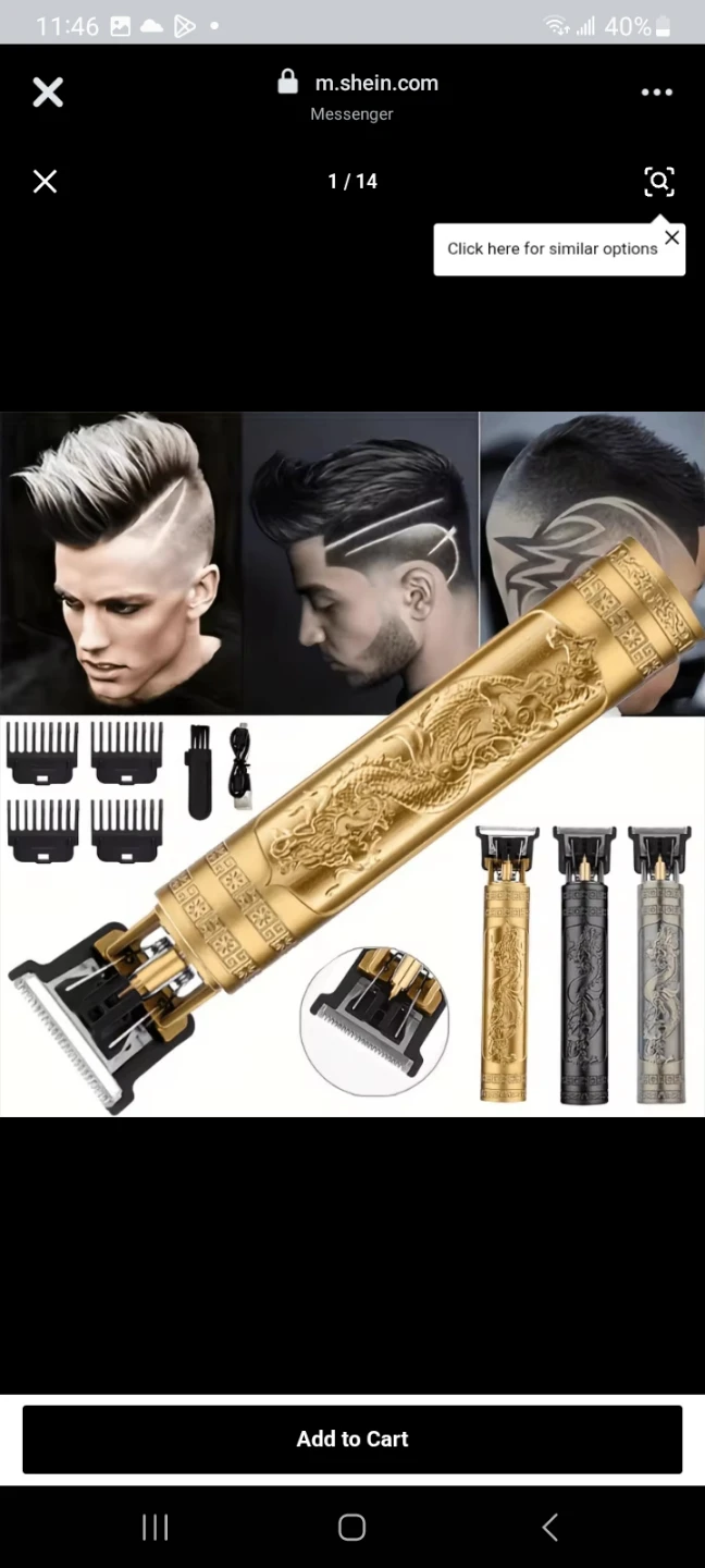 Gold Dragon Engraved USB Rechargeable Hair Clippers & Trimmer - photo 2