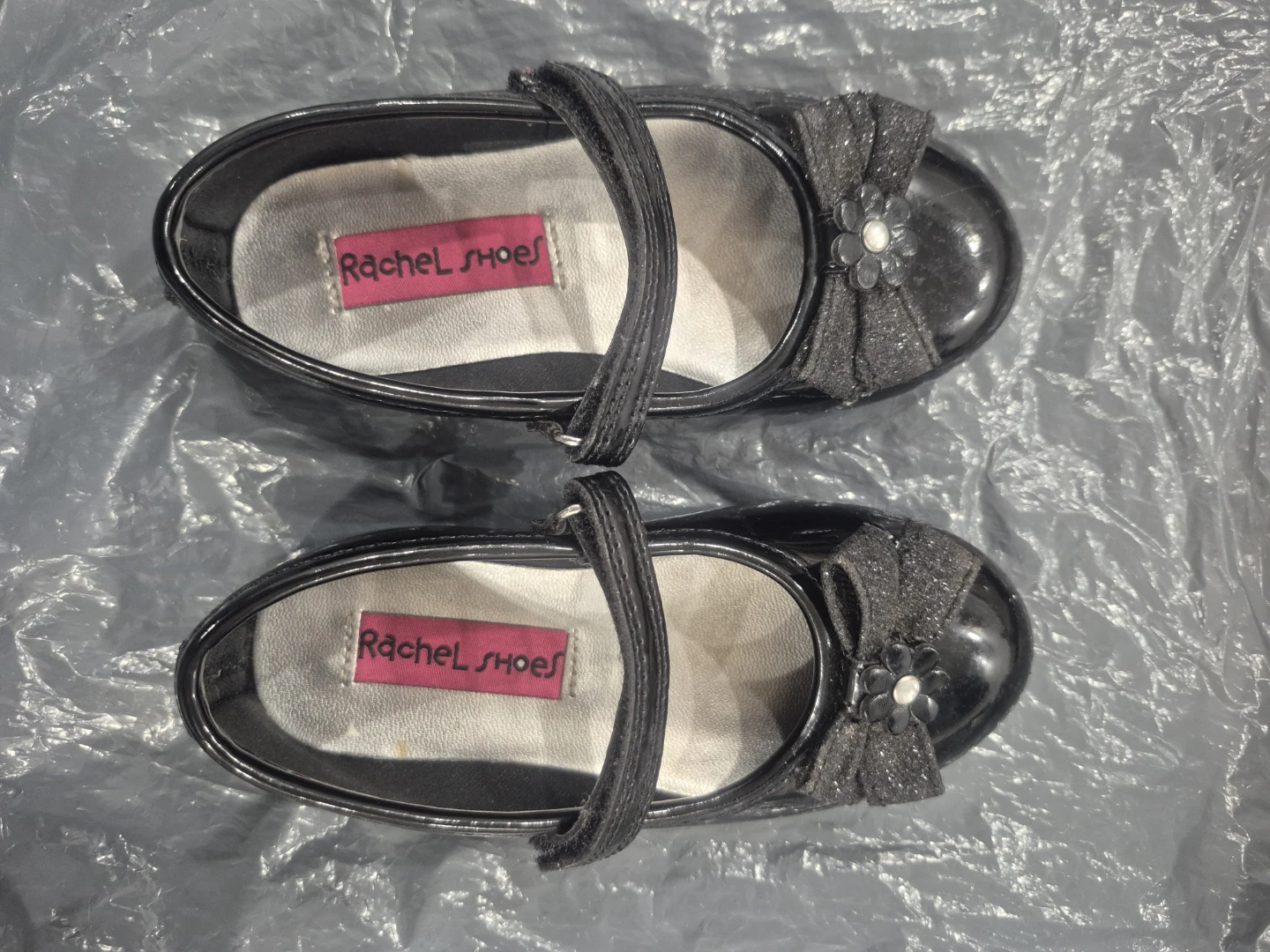 Rachel Shoes Black Mary Jane Flats with Bow