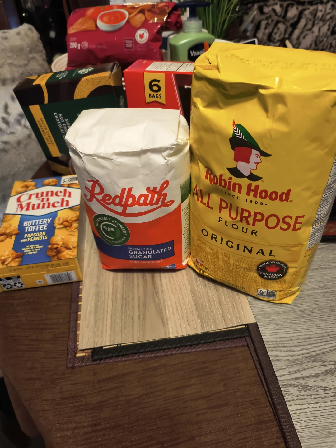 Flour sugar  and snacks  food