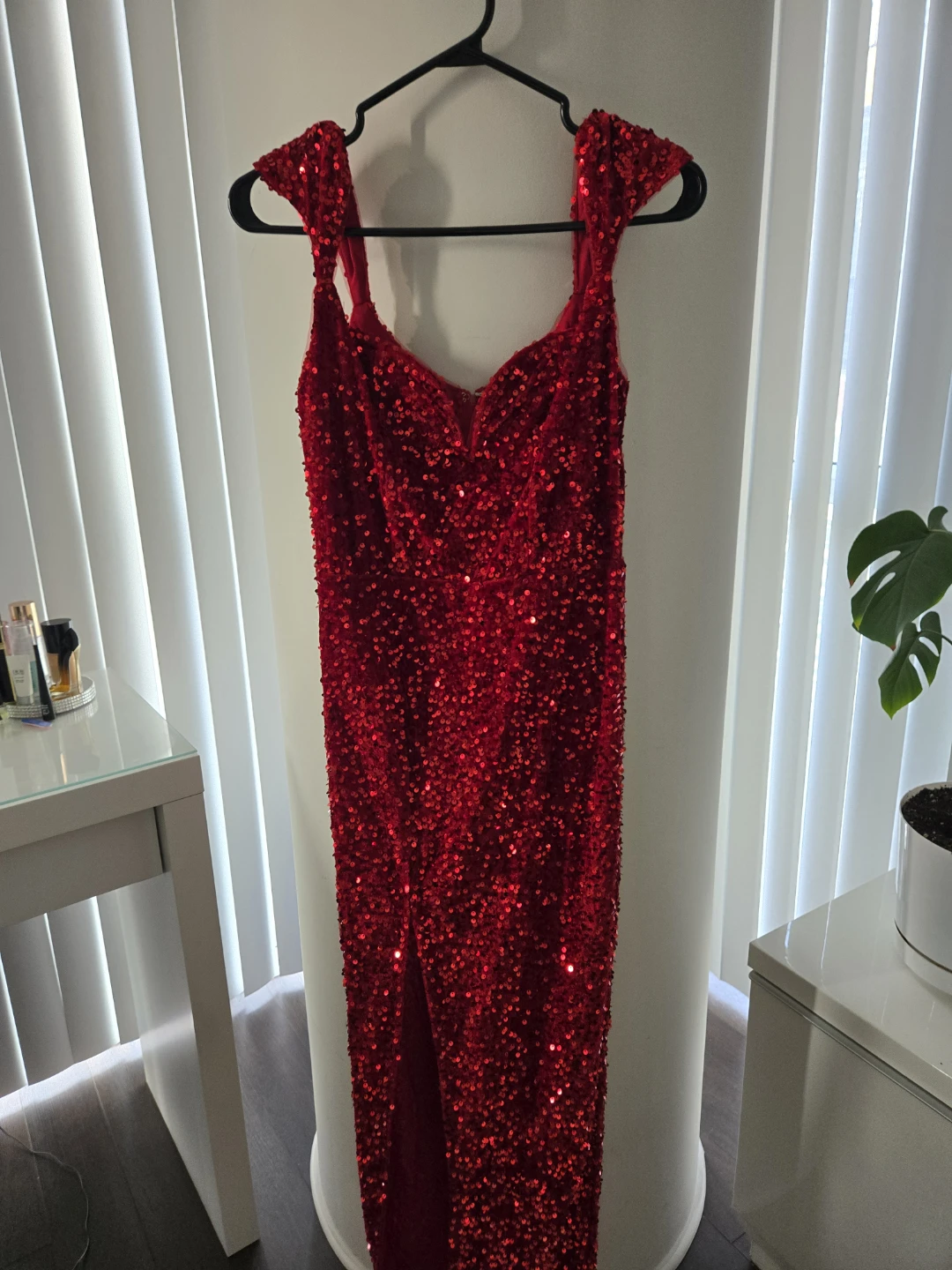 Fashion Nova red sequin off-the-shoulder maxi dress - photo 3