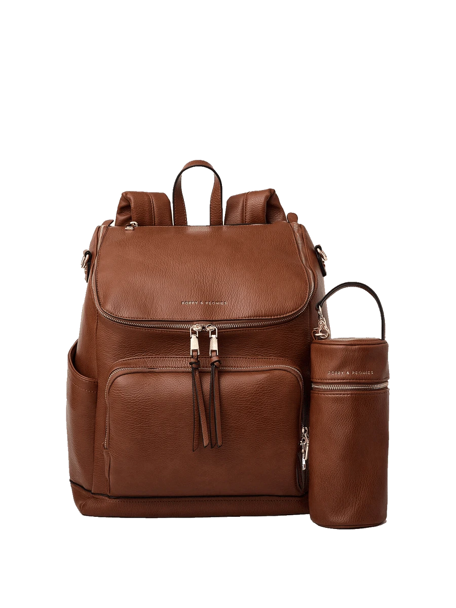 Posh Peanut Diaper Bag Backpack - Brown Faux Leather