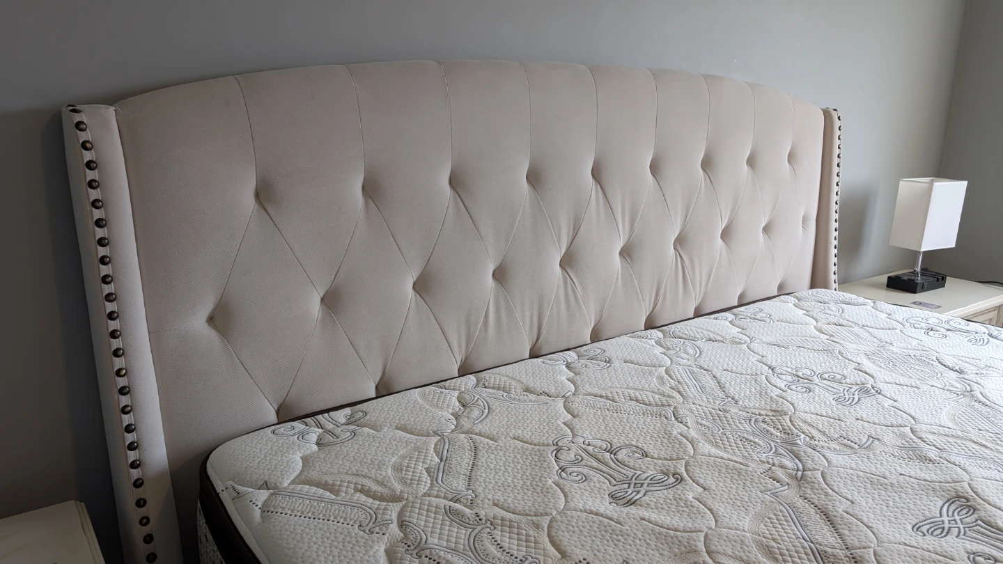 Tufted Upholstered King Bed Frame and Mattress - photo 2