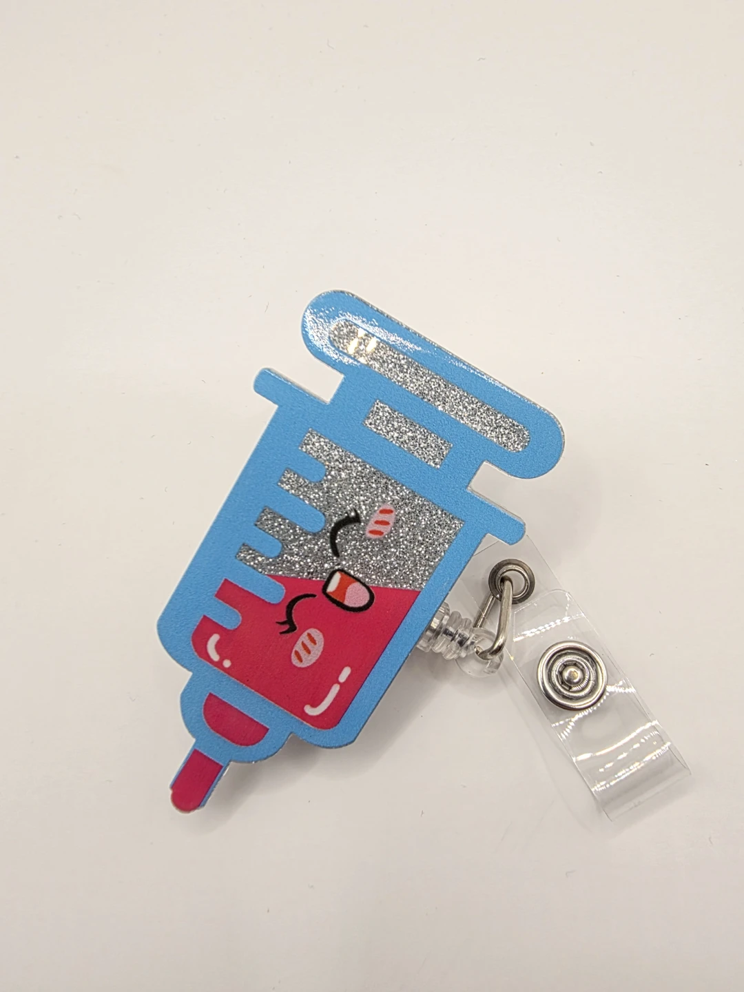 Retractable Glitter Syringe ID Badge Reel Holder - photo 2