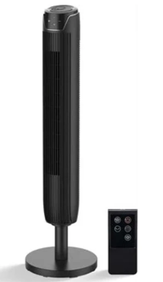 Black Tower Fan with Remote