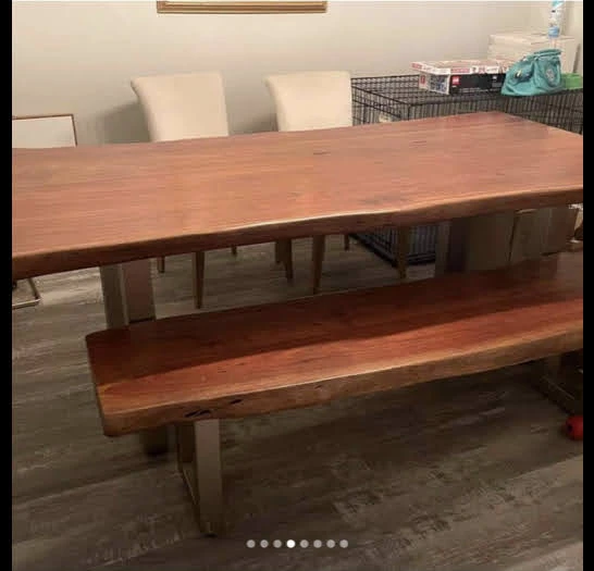 Live Edge Dining Table and Bench Set - photo 3
